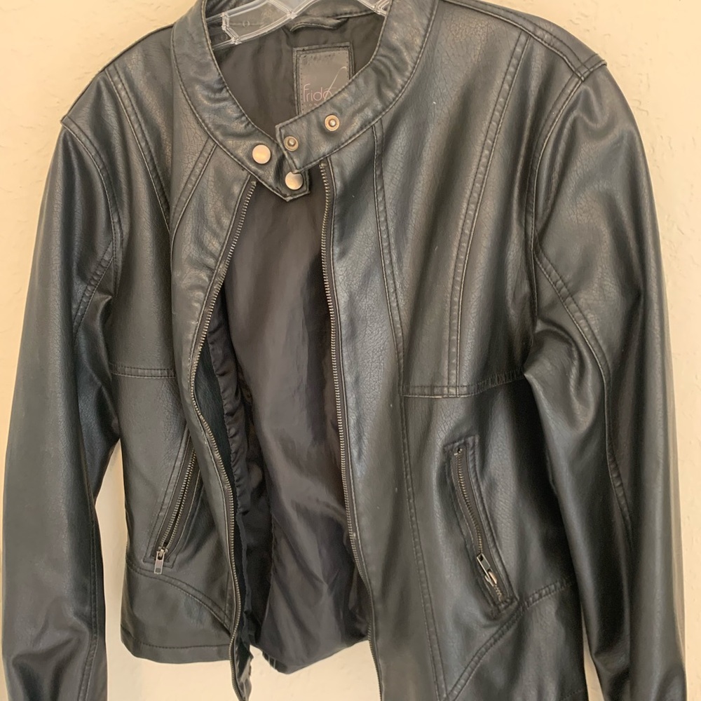 Frida G black faux leather jacket XL